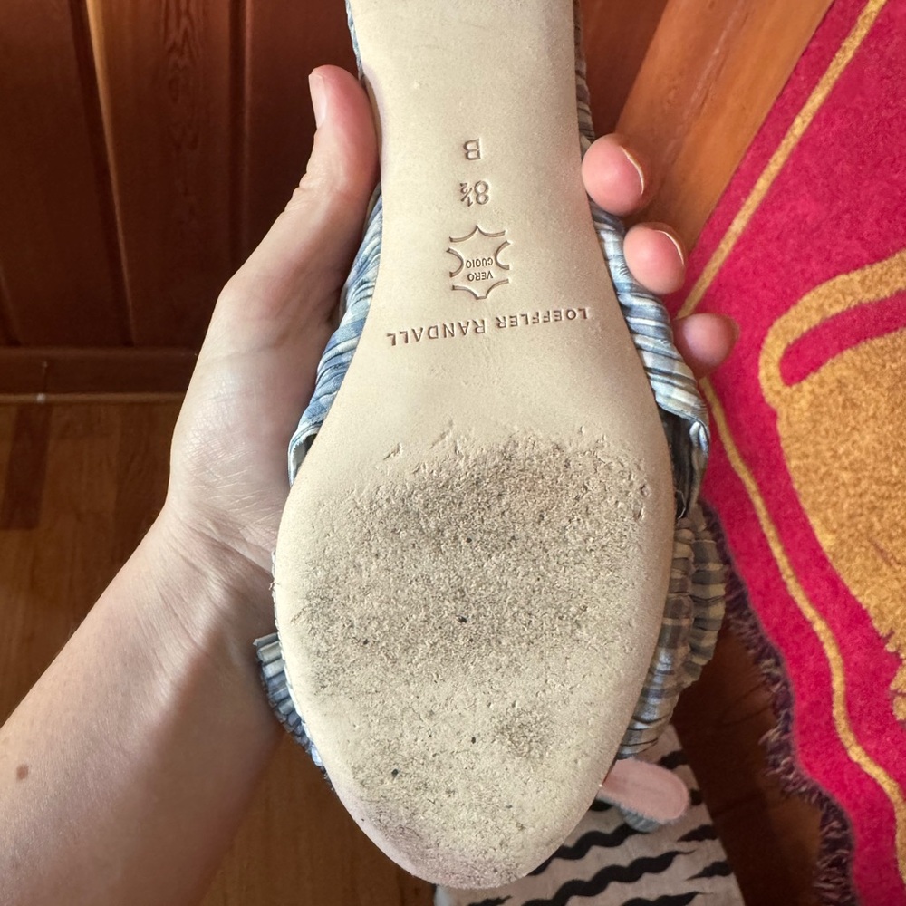 Loeffler Randall Emilia Blue Gingham Bow Heeled Sandals - Picture 2 of 3